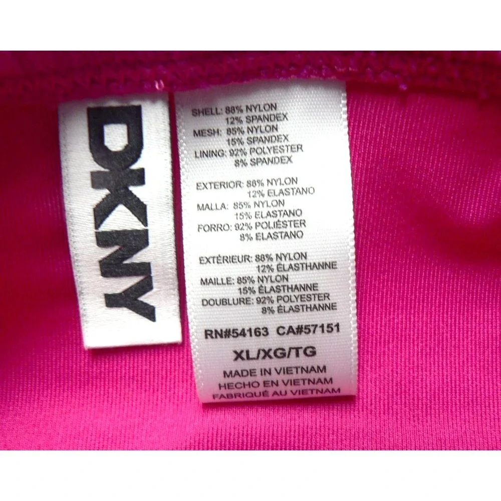 DKNY Women's Textured One-Piece Piece Strapless Swimsuit in Wildberry Pink XL - Picture 6 of 7